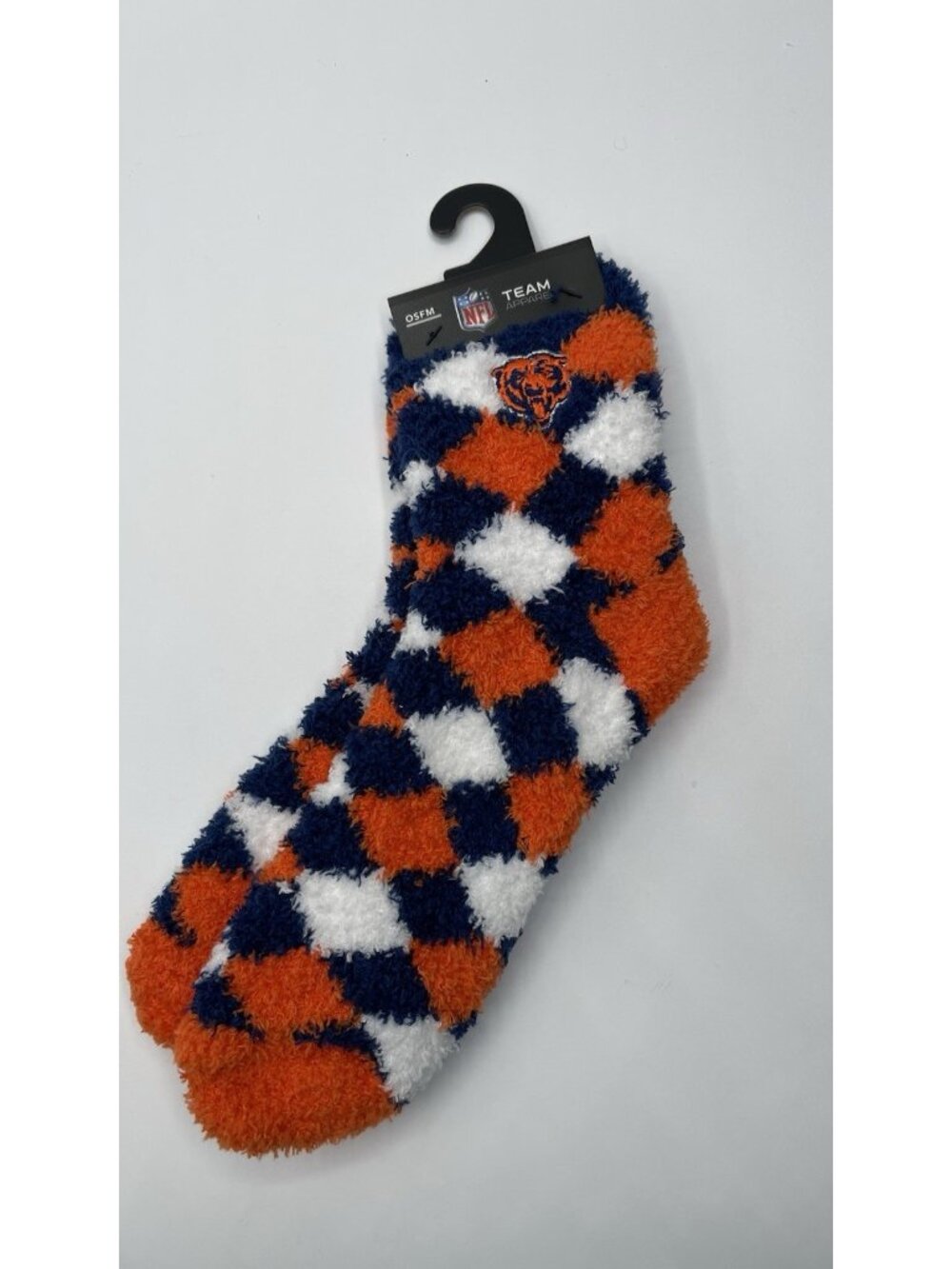 Chicago Bears Fuzzy Socks Diamond Blue And Orange One Size Fits Most